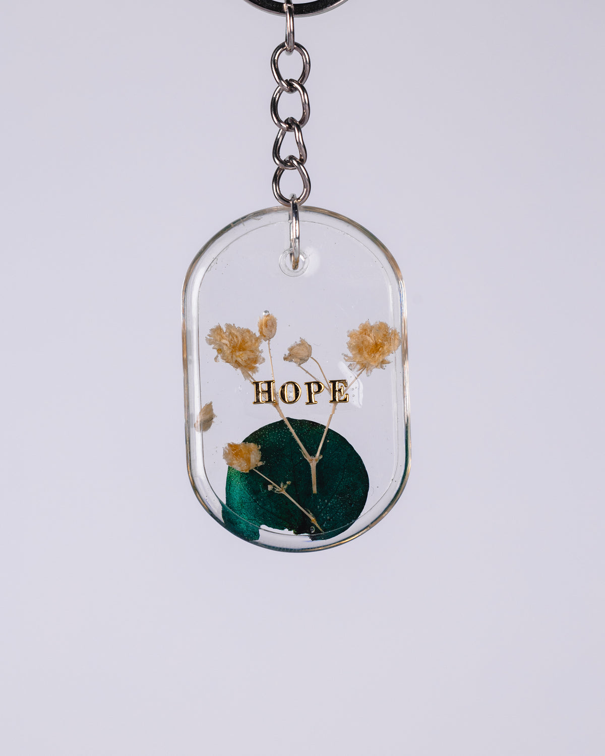 Personalised hand-made clear keychains with vibrant flowers - VJ Designs