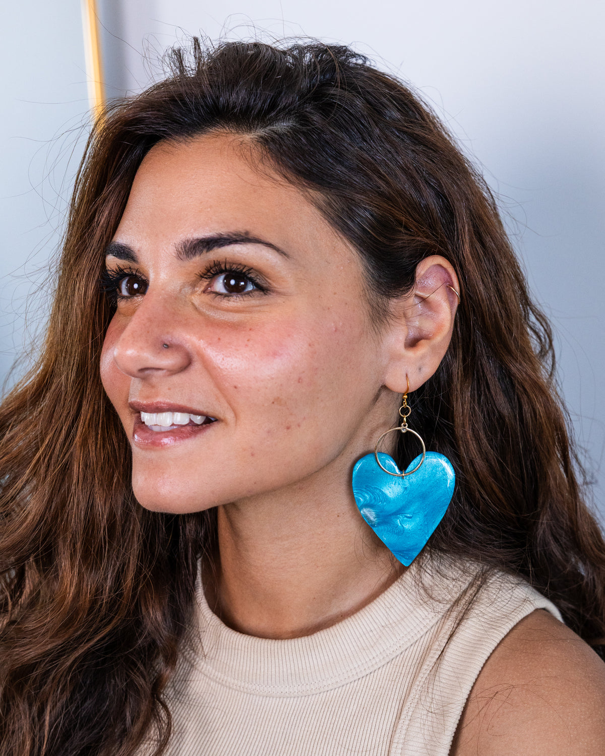 Ocean heart-shaped handmade earrings - Earrings - VJ Designs