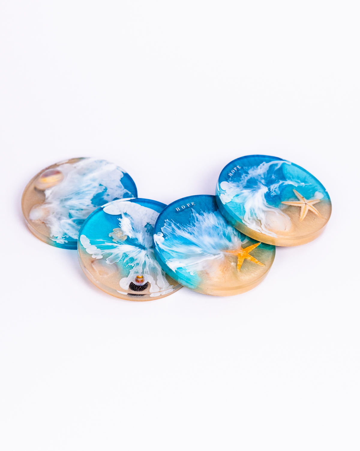 Personalised ocean-themed large round grazing board set with coasters - Grazing board - Vibrant Joy