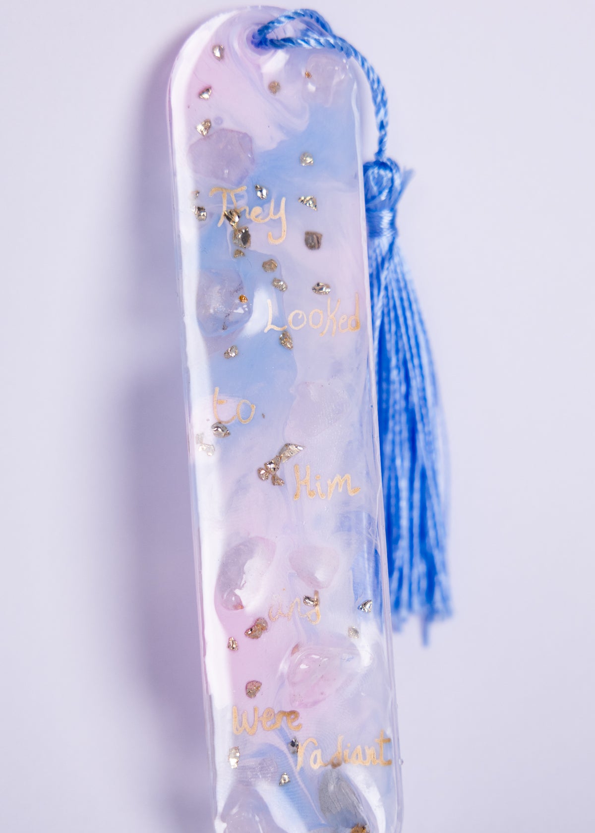 Baby Blue Resin Bookmark with Pressed Flowers – Handmade Gift - bookmarks - VJ Designs