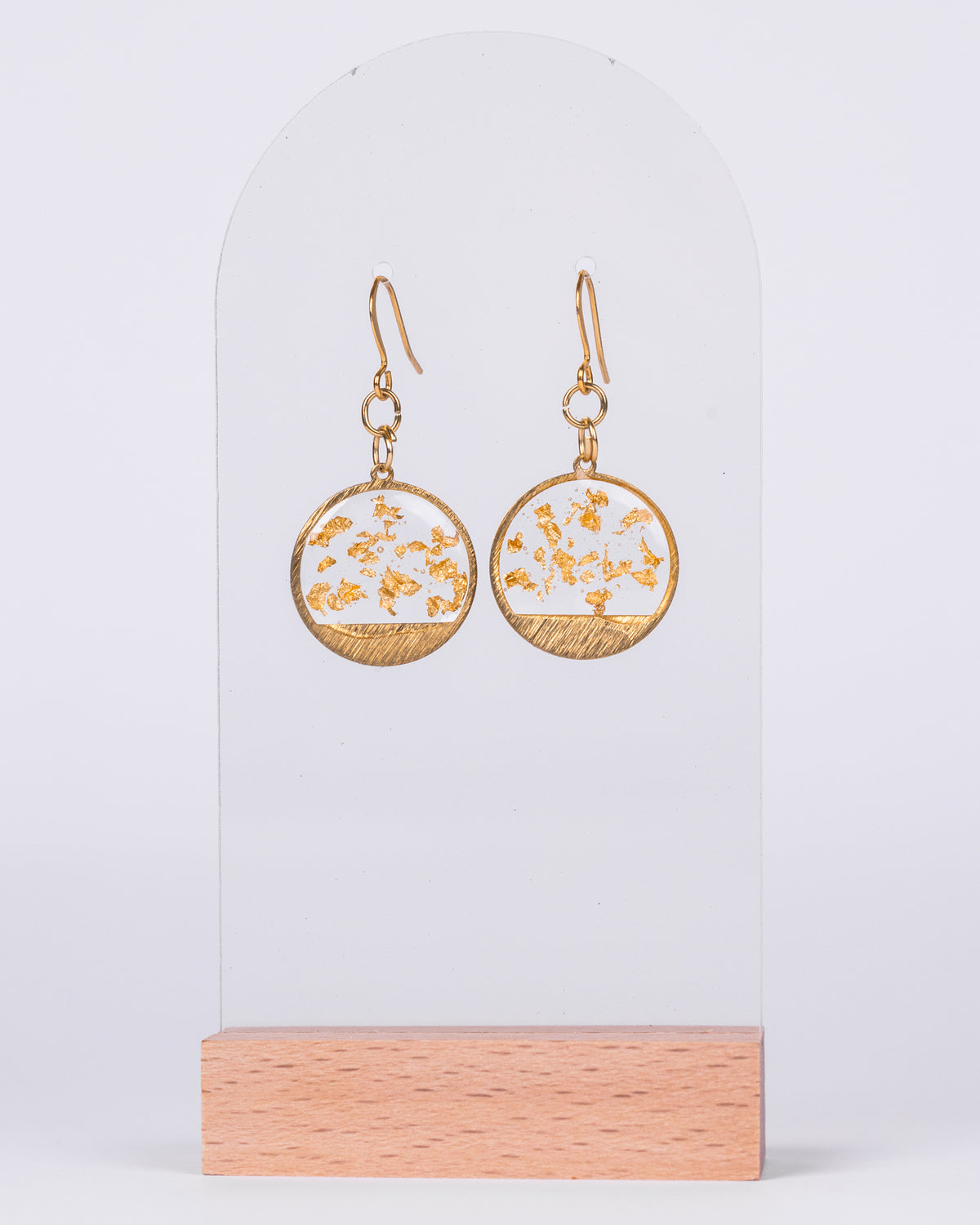 Gold Flake Resin Drop Earrings – Handmade in Australia - Earrings - VJ Designs