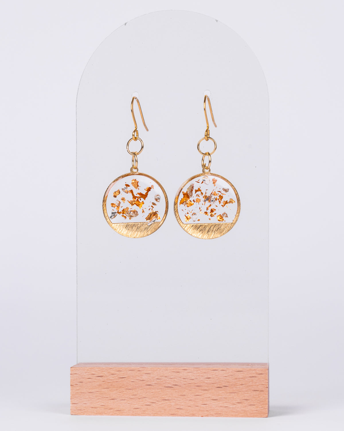 Handmade gold-plated round earrings with rose gold accents - Earrings - VJ Designs