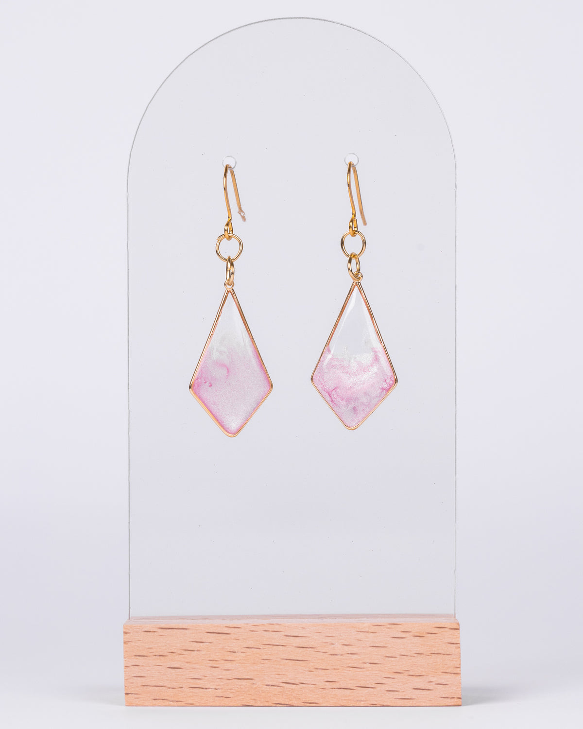 Handmade Gold-Plated pink and clear Diamond Earrings - Earrings - VJ Designs